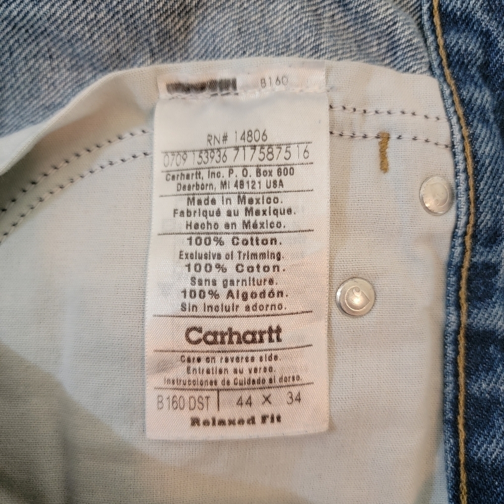 Carhartt Men's Big & Tall Jeans Size 44 × 34 Staright Leg Med Wash Work Outdoor - Picture 9 of 12